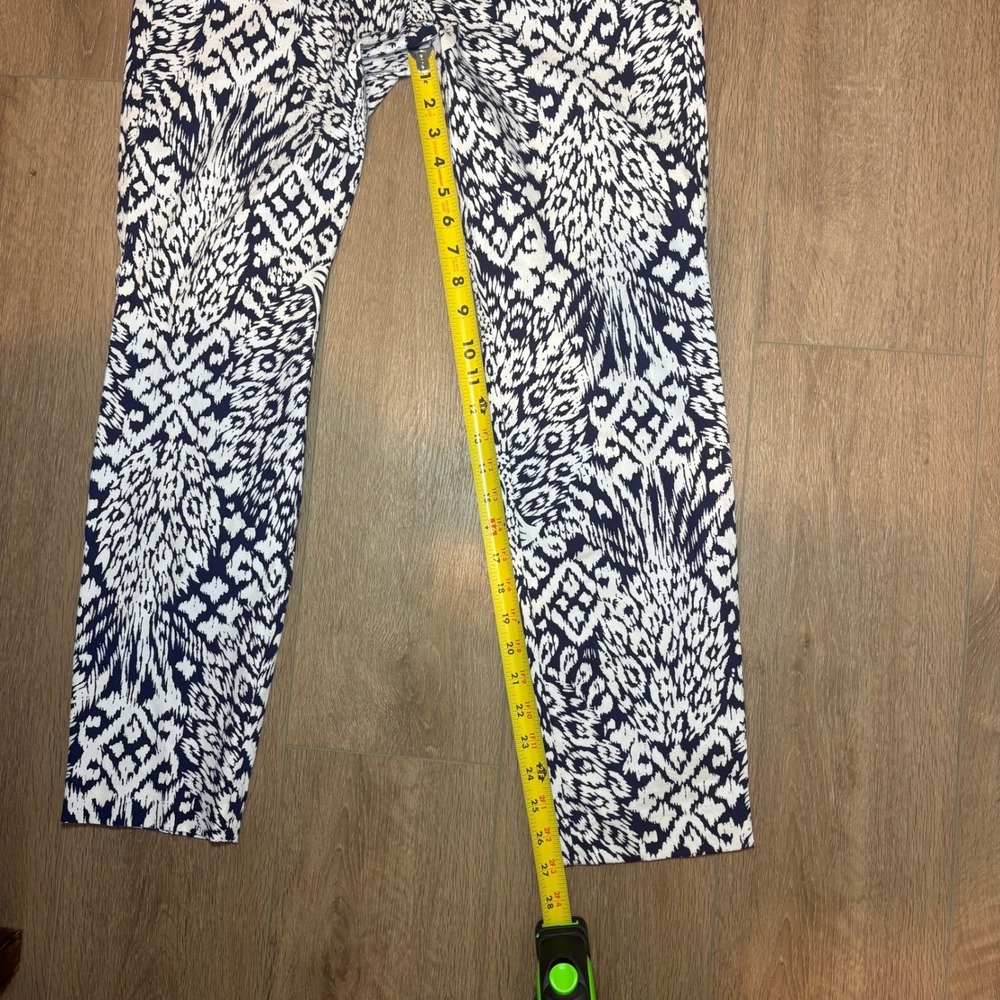 Lilly Pulitzer Kelly Ankle Pants Navy White Ikat Jacquard Trousers Womens 8 - Picture 7 of 11